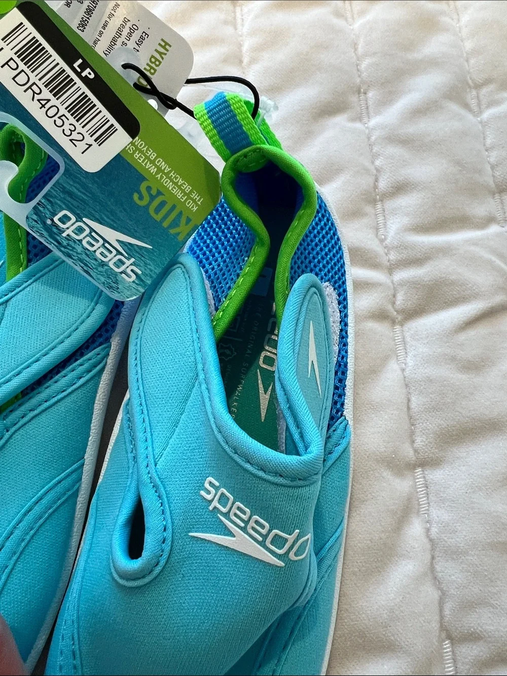 🦚 NWT - Speedo Kids Water Shoes in Aqua Blue L (9-10)